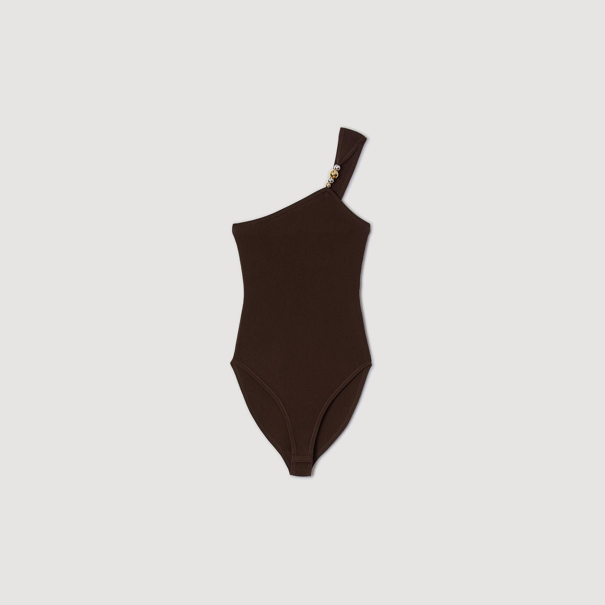 Sandro Asymmetric bodysuit with bead detail