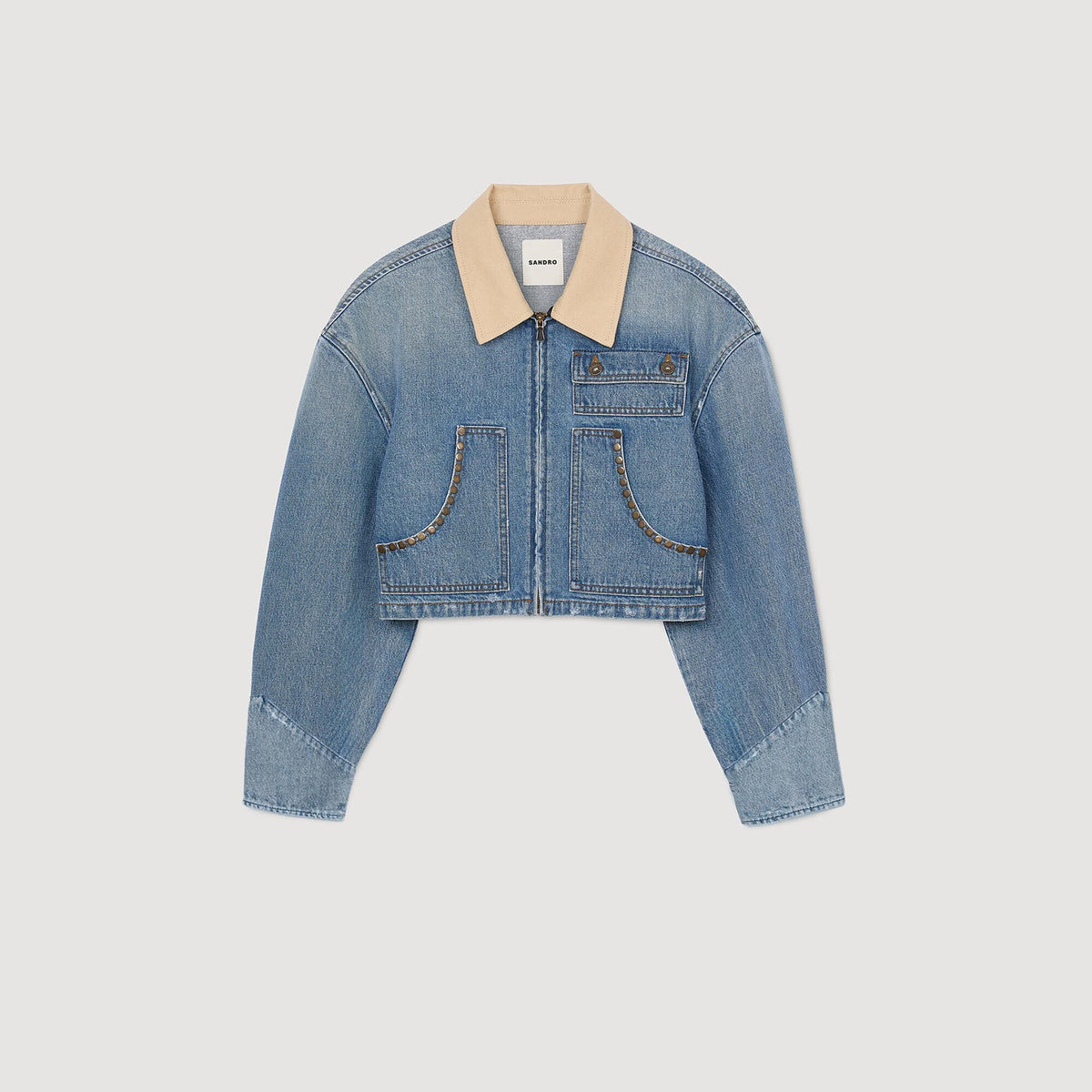 Sandro Denim jacket with studs