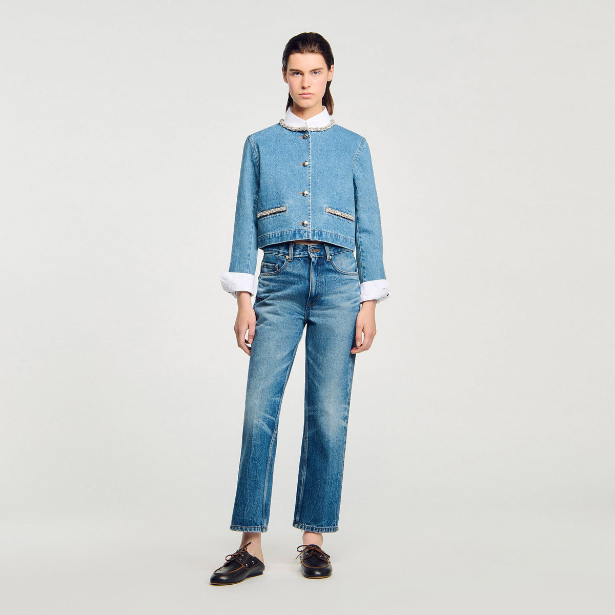 Sandro Rhinestone denim jacket