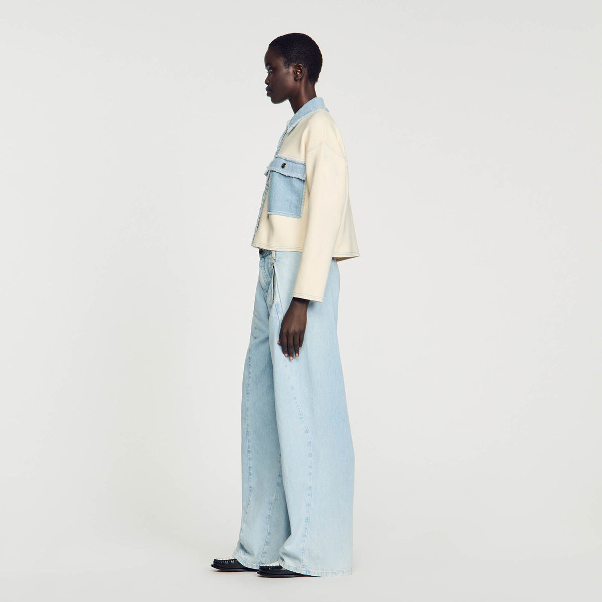 Sandro Oversized dual-material coatigan