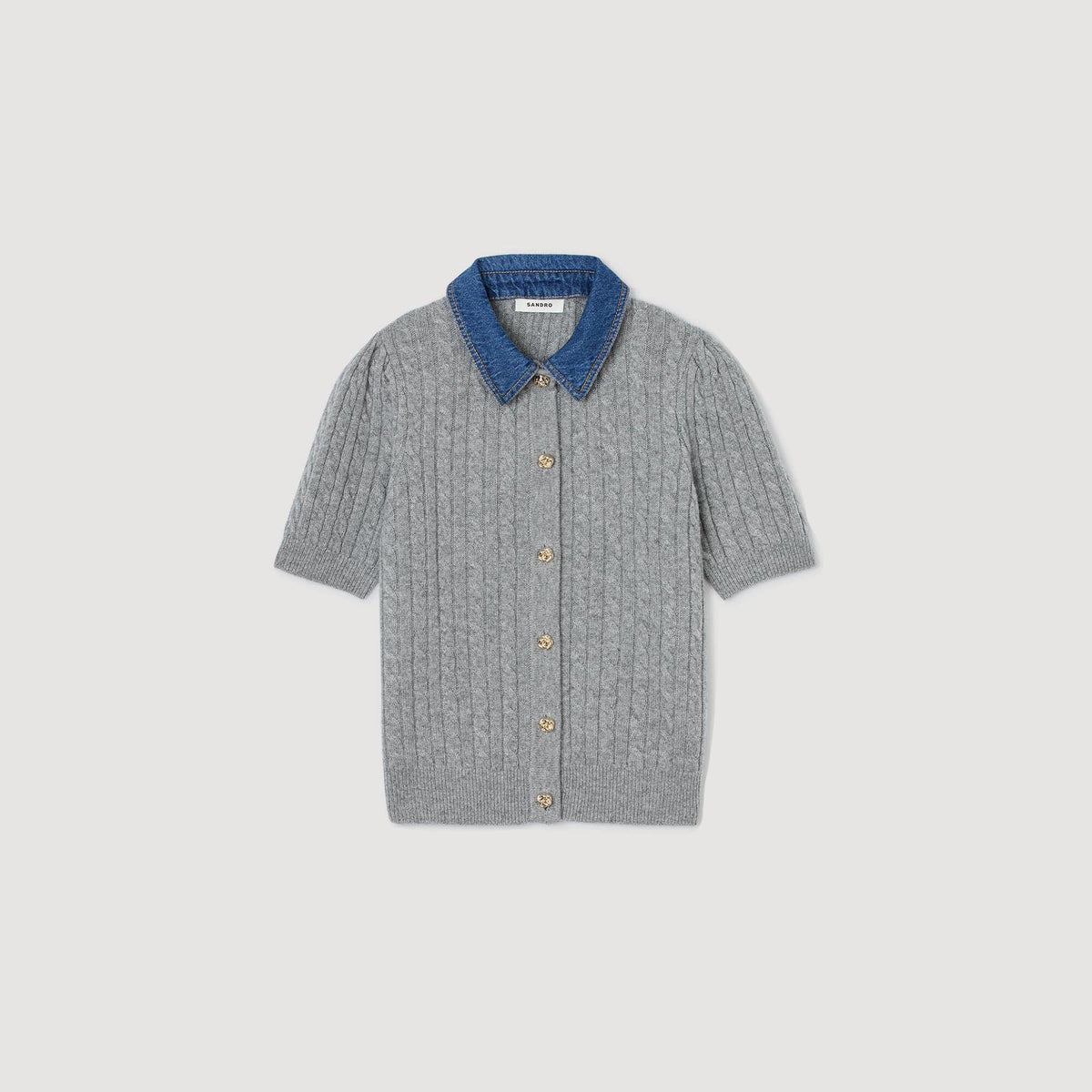 Sandro Cardigan with denim collar