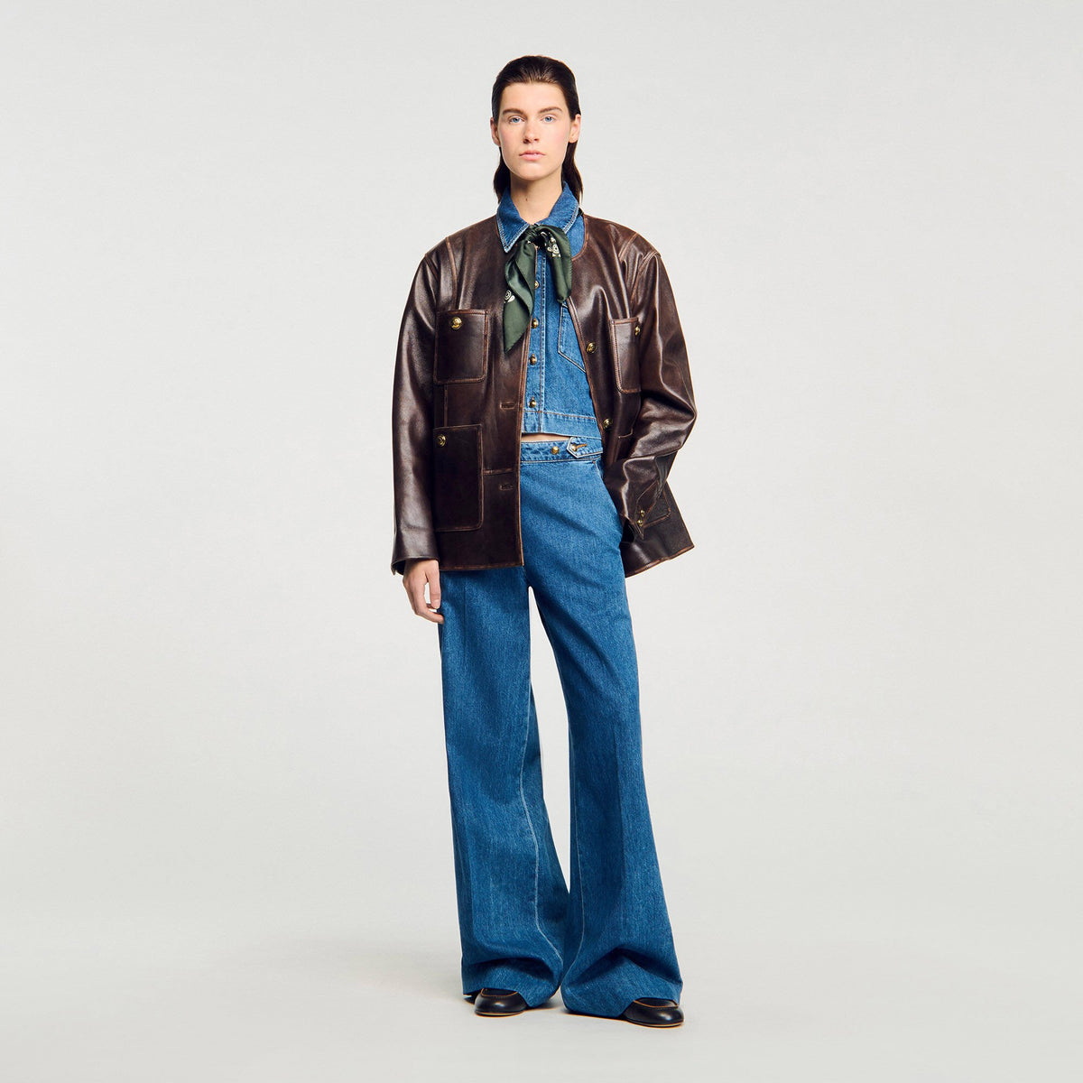 Sandro Cropped denim shirt