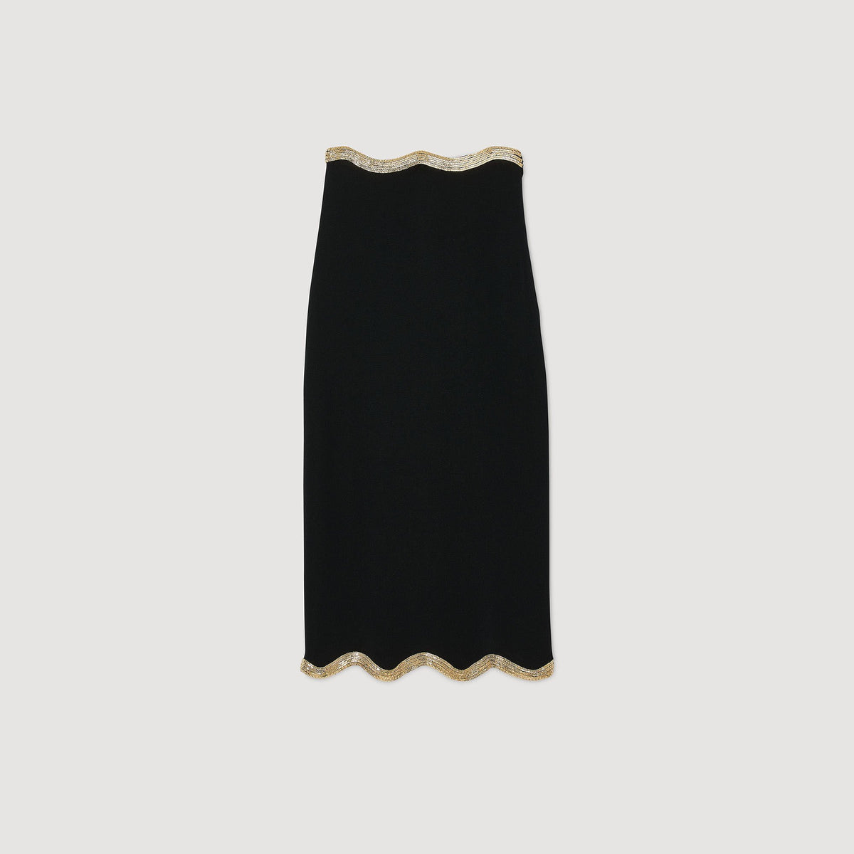 Sandro Maxi knitted skirt with chain detail