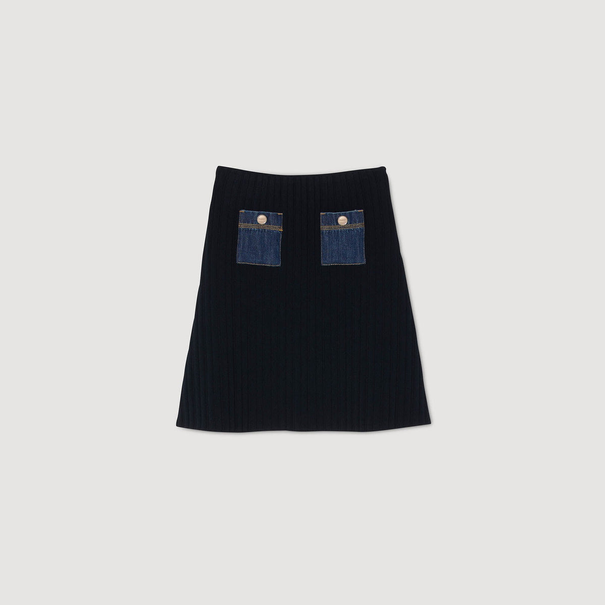Sandro Mini knit and denim skirt