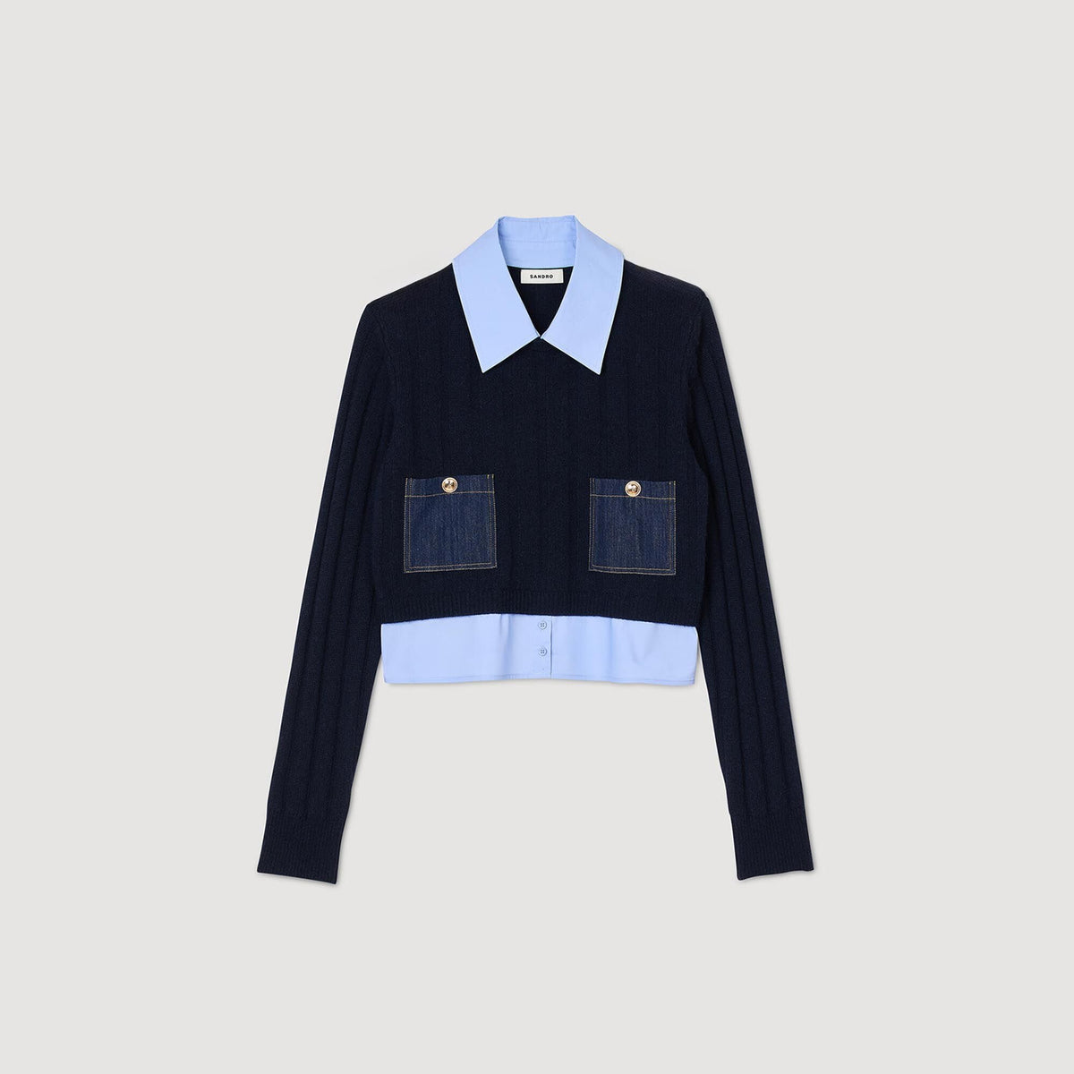Sandro Cropped wool and cashmere sweater