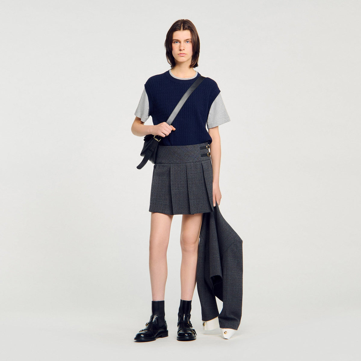 Sandro Dual-material knit sweater