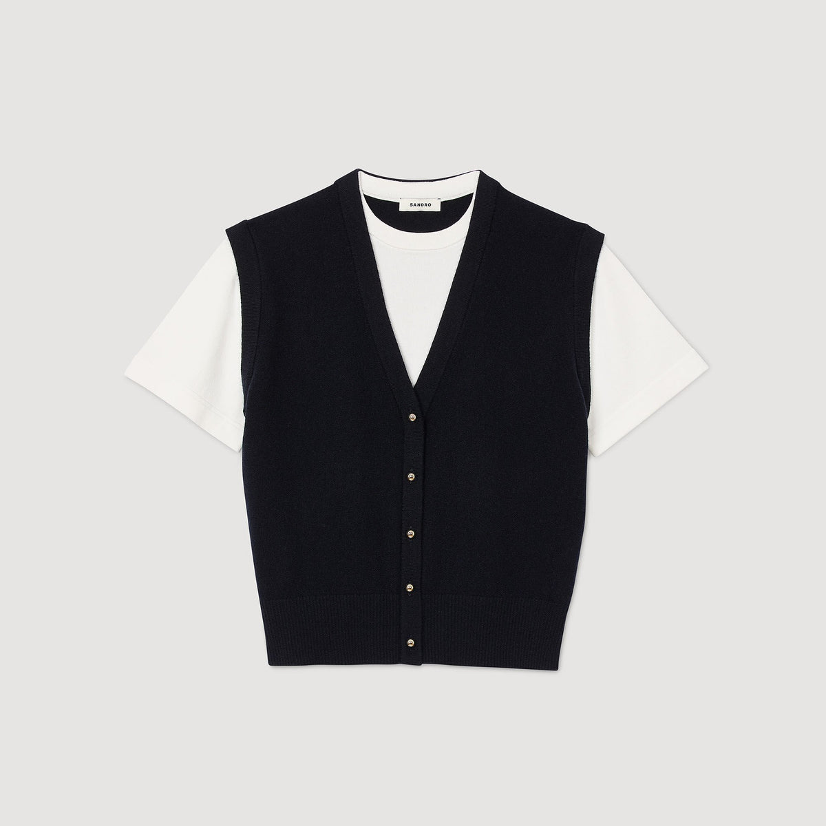 Sandro Two-tone wool and cashmere sweater