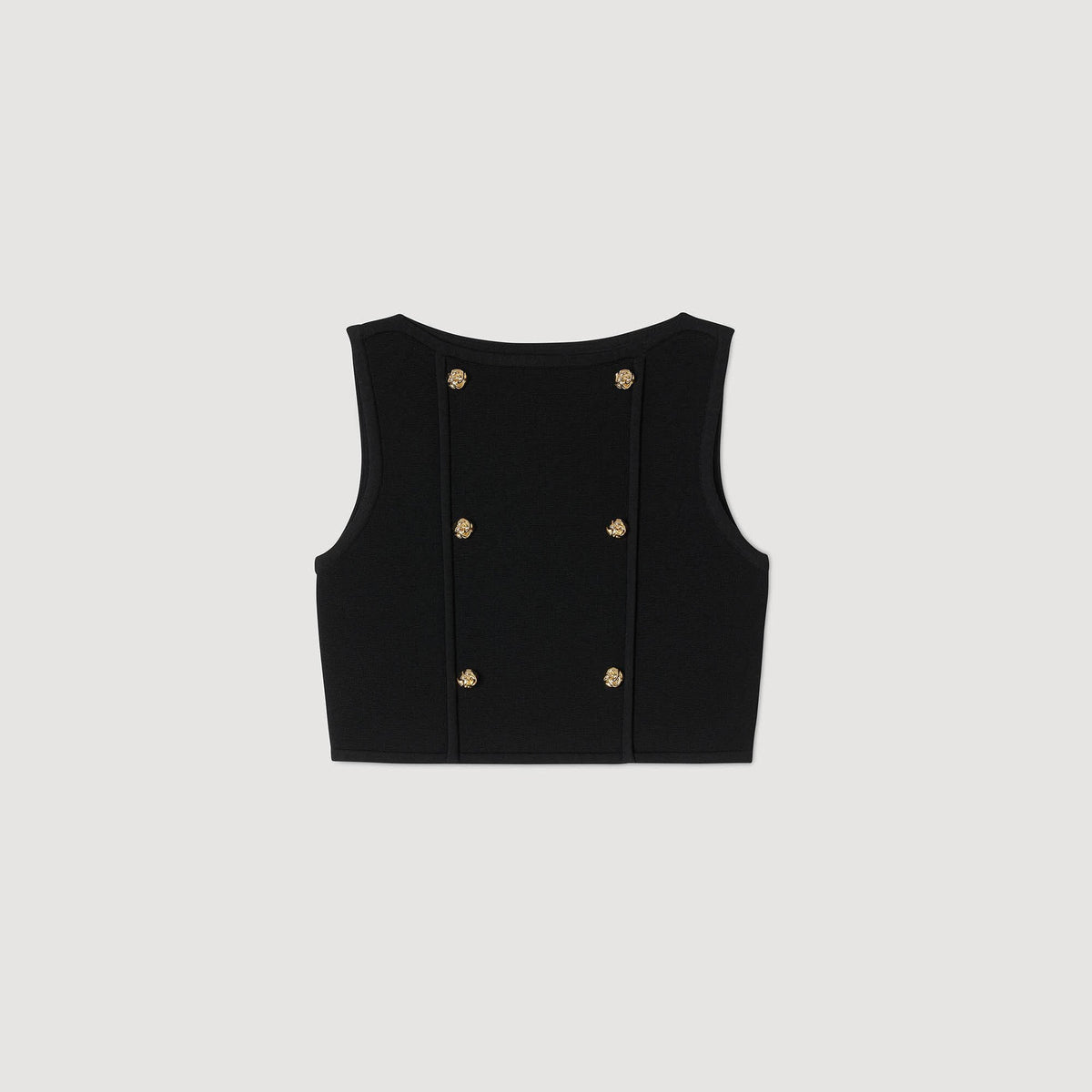 Sandro Button detail cropped knit top