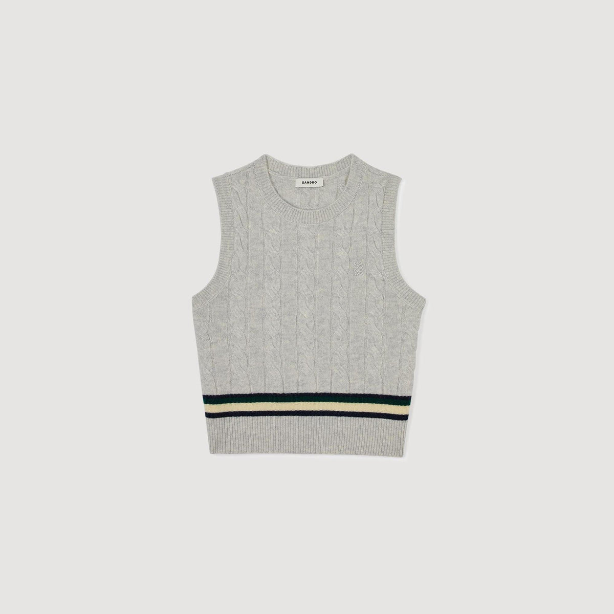 Sandro Sleeveless cropped cable knit sweater
