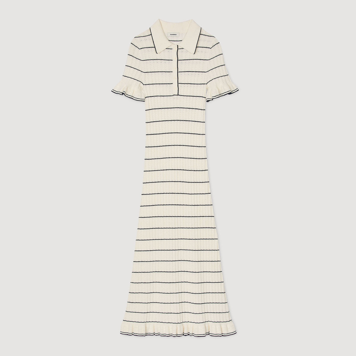 Sandro Knitted midi dress with polo neck