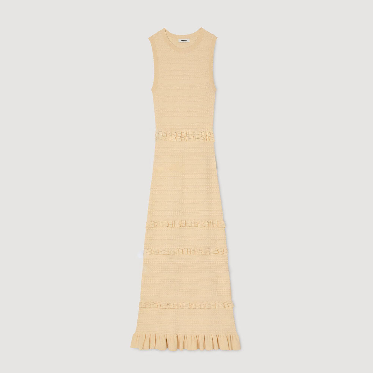 Sandro Ruffled knit maxi dress