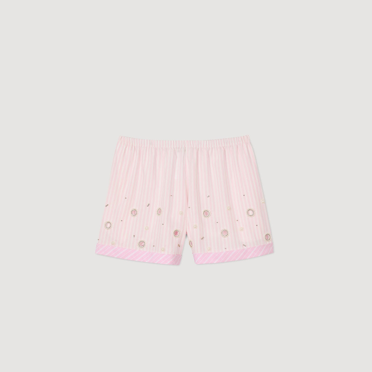 Sandro Rhinestone striped shorts