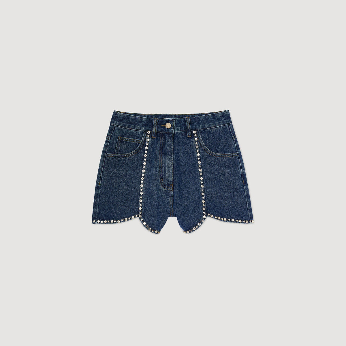 Sandro Rhinestone denim shorts