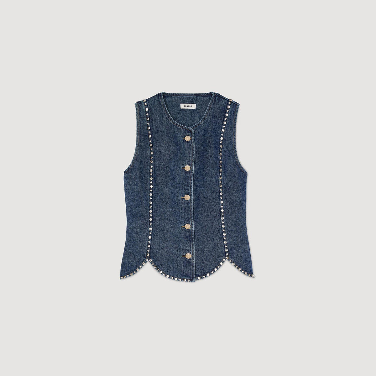 Sandro Rhinestone denim top