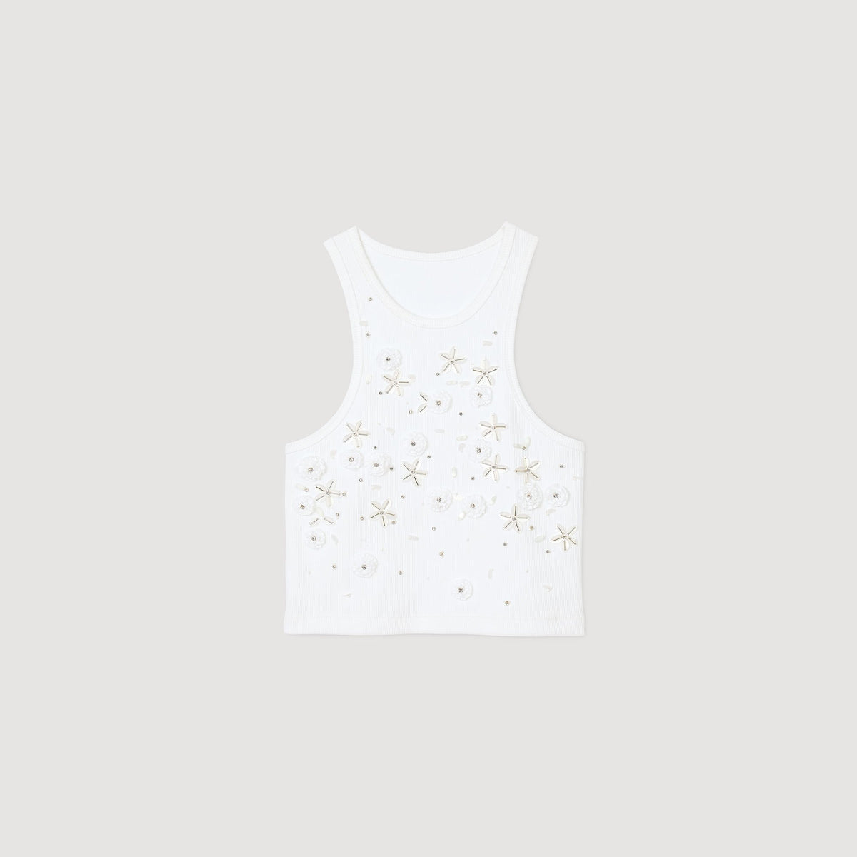 Sandro Beaded and rhinestone tank top