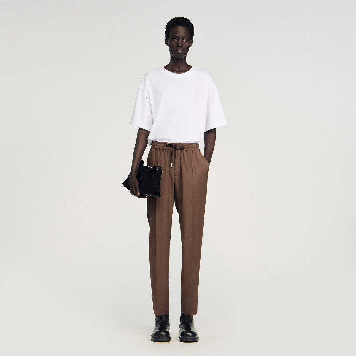 Sandro Elasticated straight-leg pants
