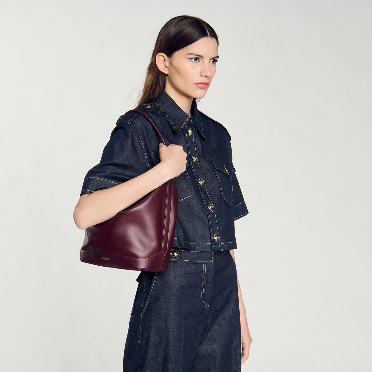 Sandro TANGOSO leather bucket bag