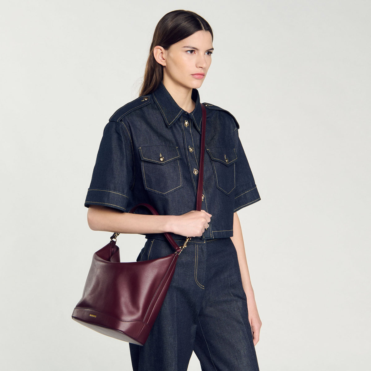 Sandro TANGOSO leather bucket bag