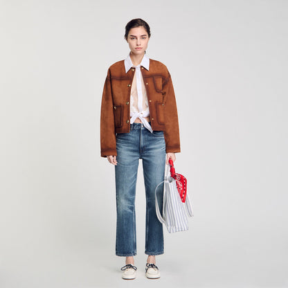 Sandro Striped canvas tote bag