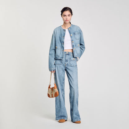 Sandro Janet canvas and leather bag