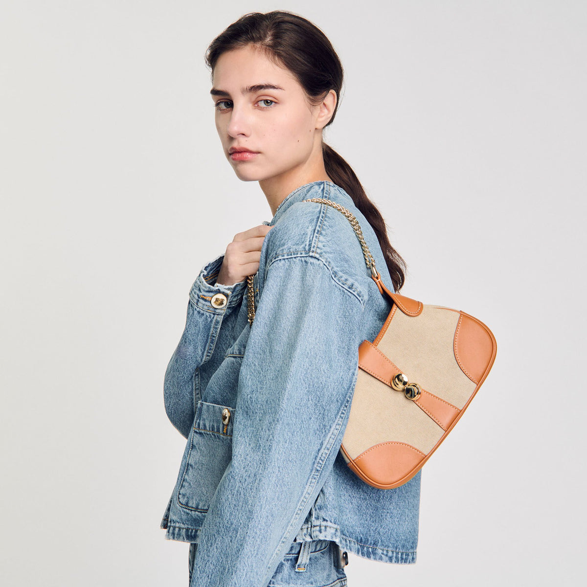 Sandro Janet canvas and leather bag