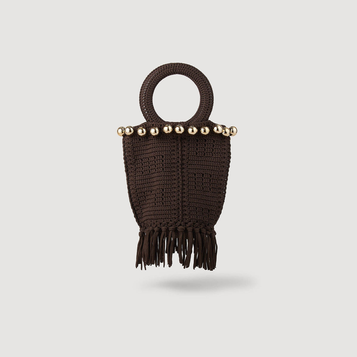Sandro Small beaded fringed crochet bag