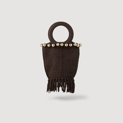 Sandro Small beaded fringed crochet bag