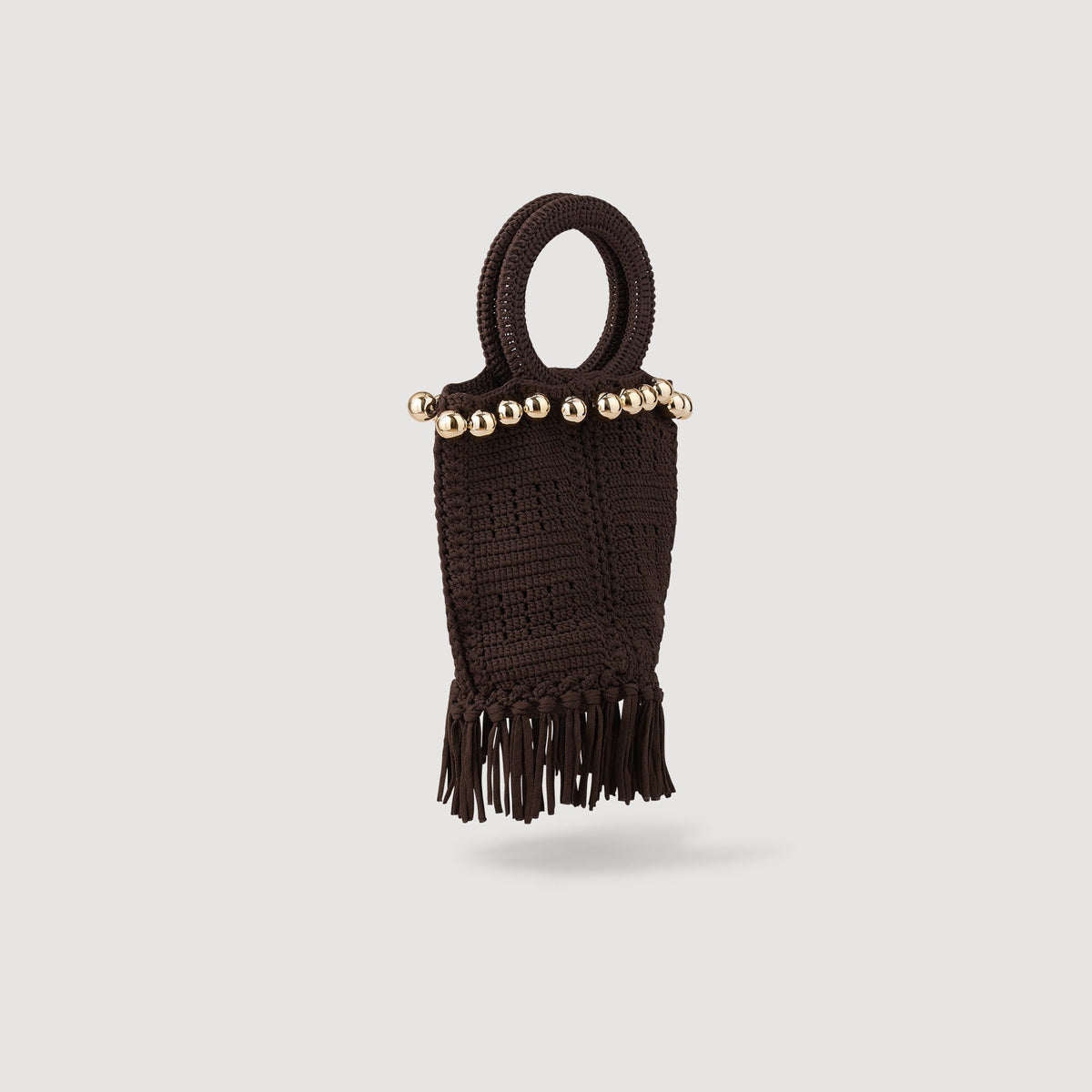 Sandro Small beaded fringed crochet bag