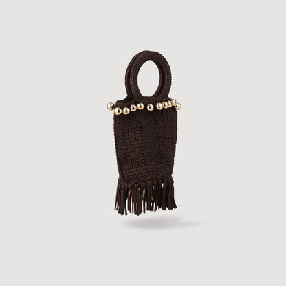 Sandro Small beaded fringed crochet bag
