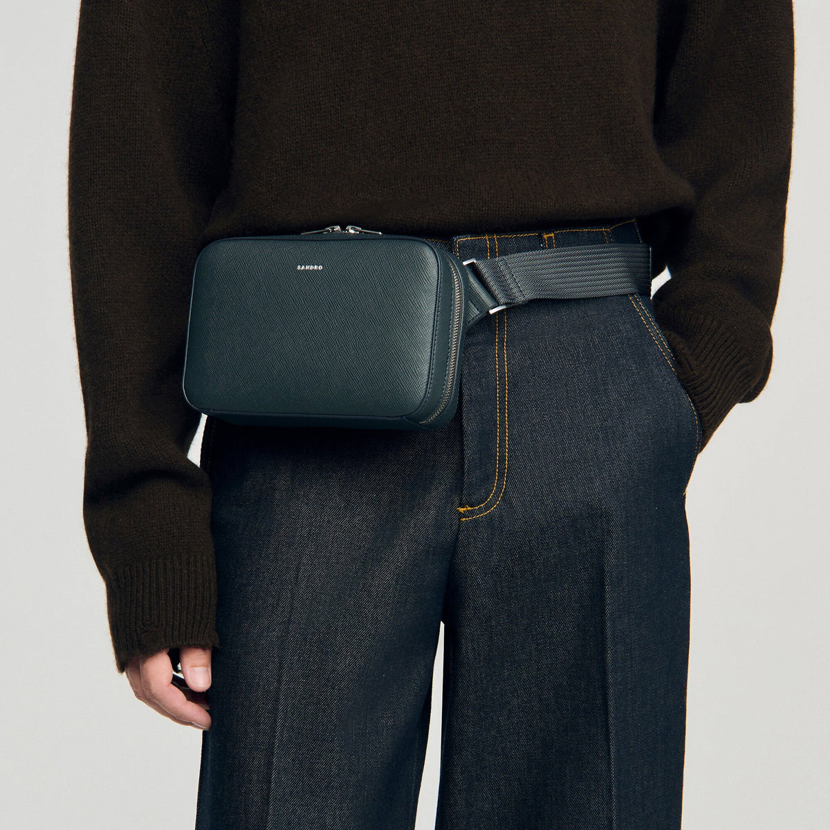 Sandro Small reconstitued leather bag