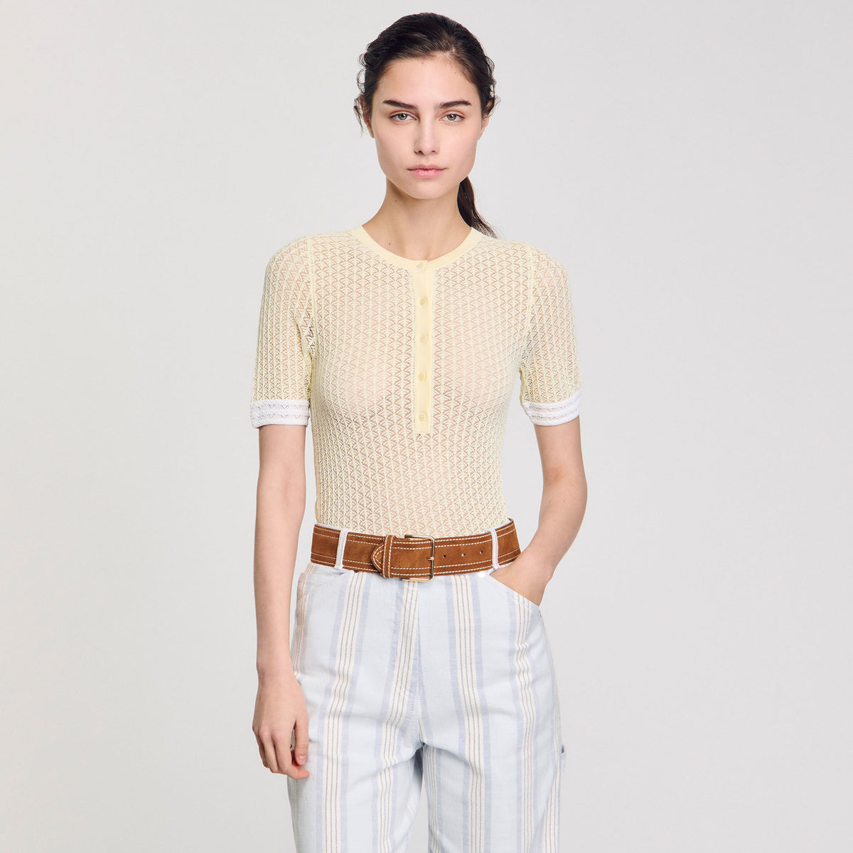 Sandro Wide leather belt