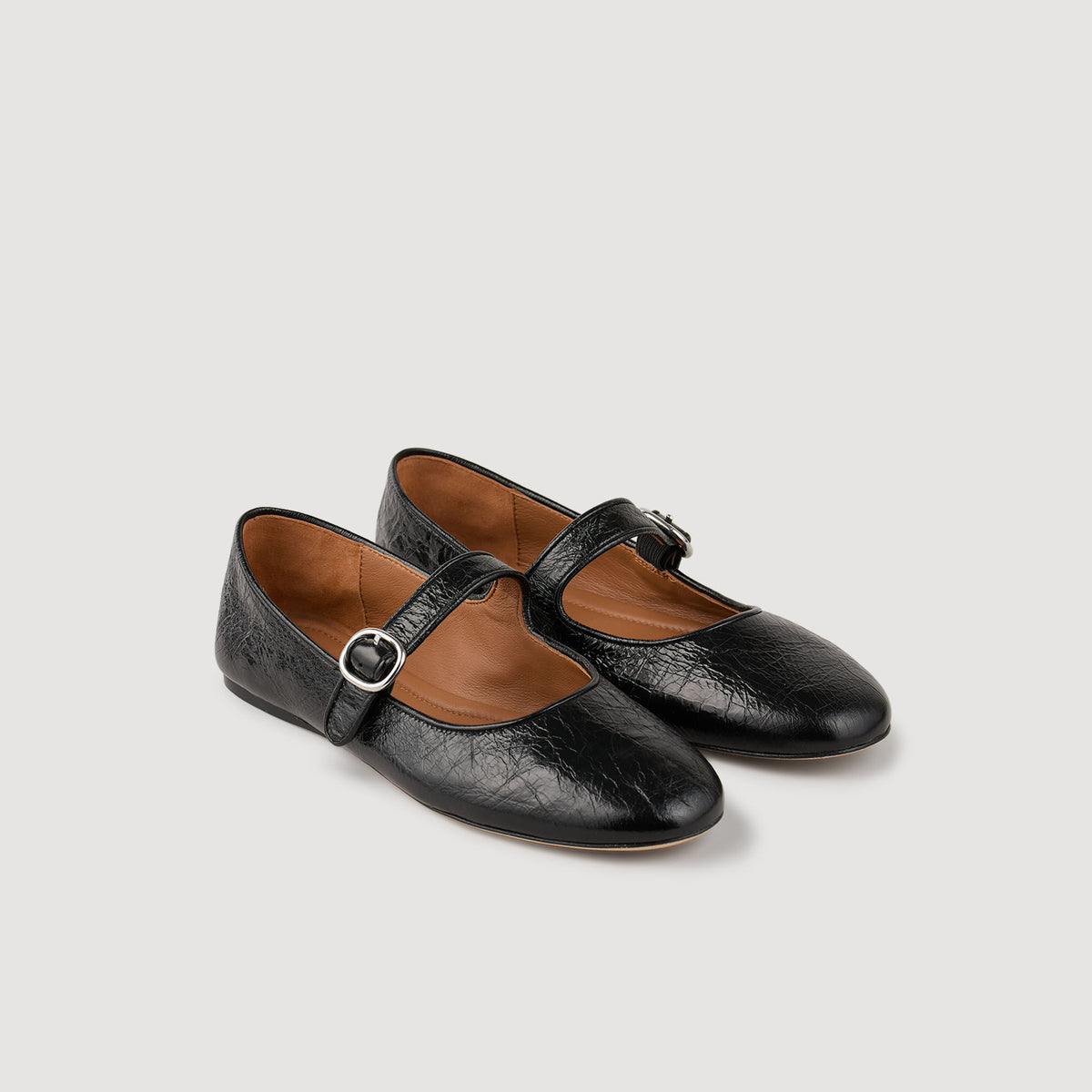 Sandro Shiny leather ballet flats