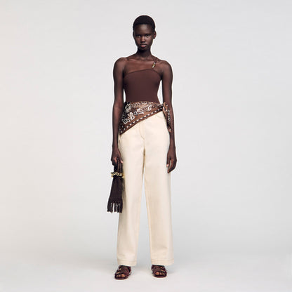 Sandro Asymmetric bodysuit with bead detail