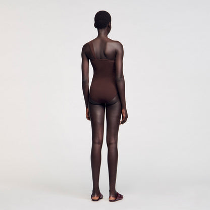 Sandro Asymmetric bodysuit with bead detail