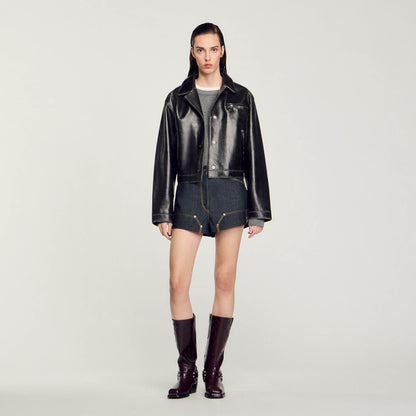 Sandro Distressed leather jacket