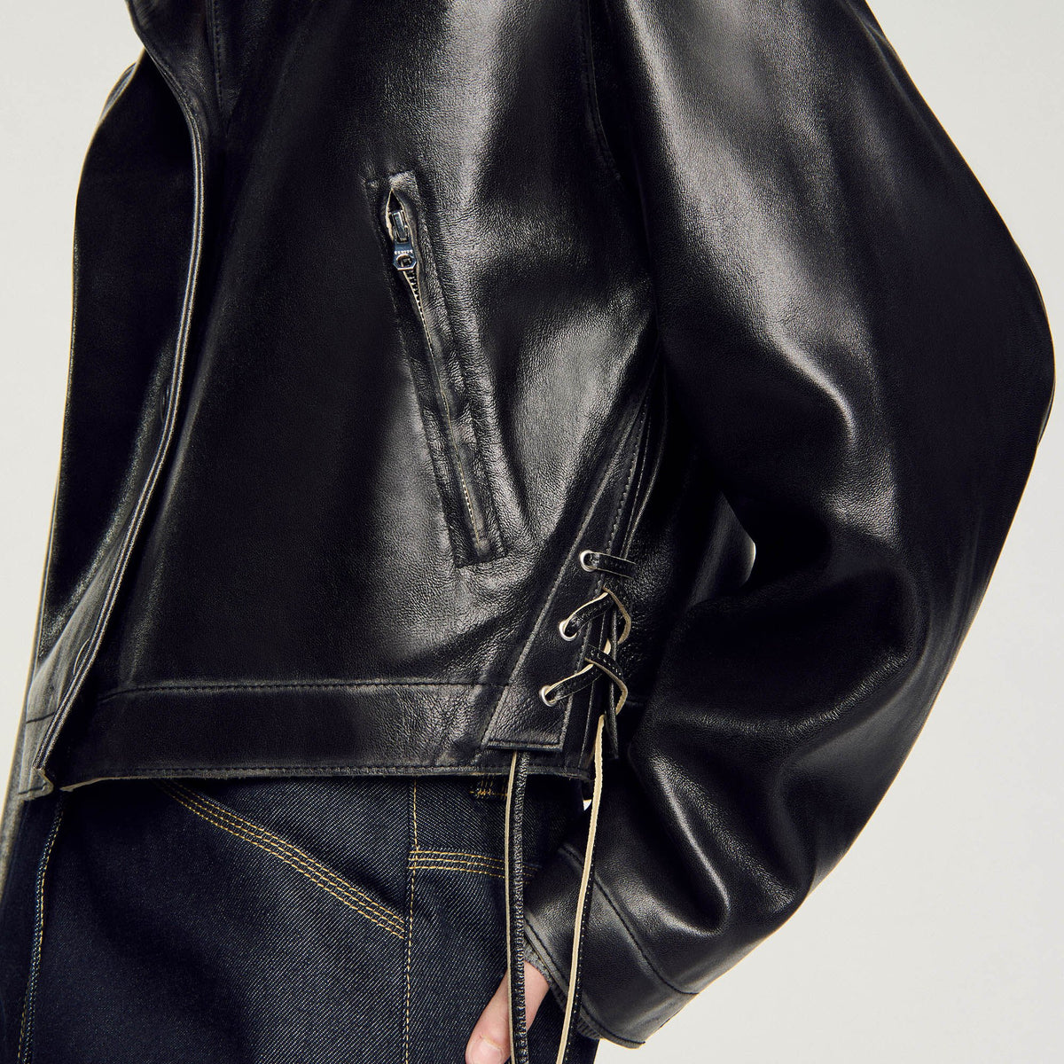 Sandro Distressed leather jacket