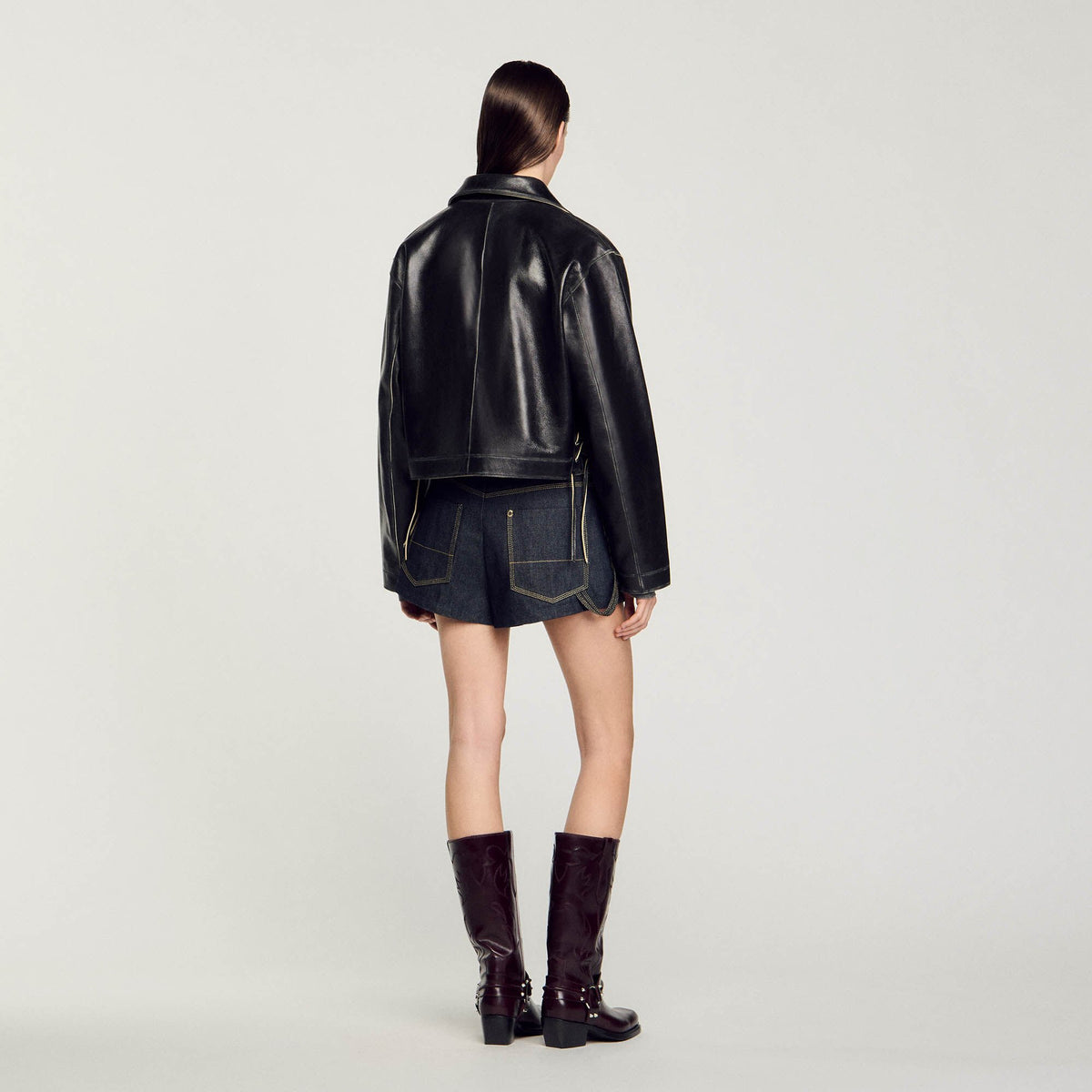 Sandro Distressed leather jacket