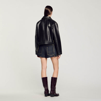 Sandro Distressed leather jacket