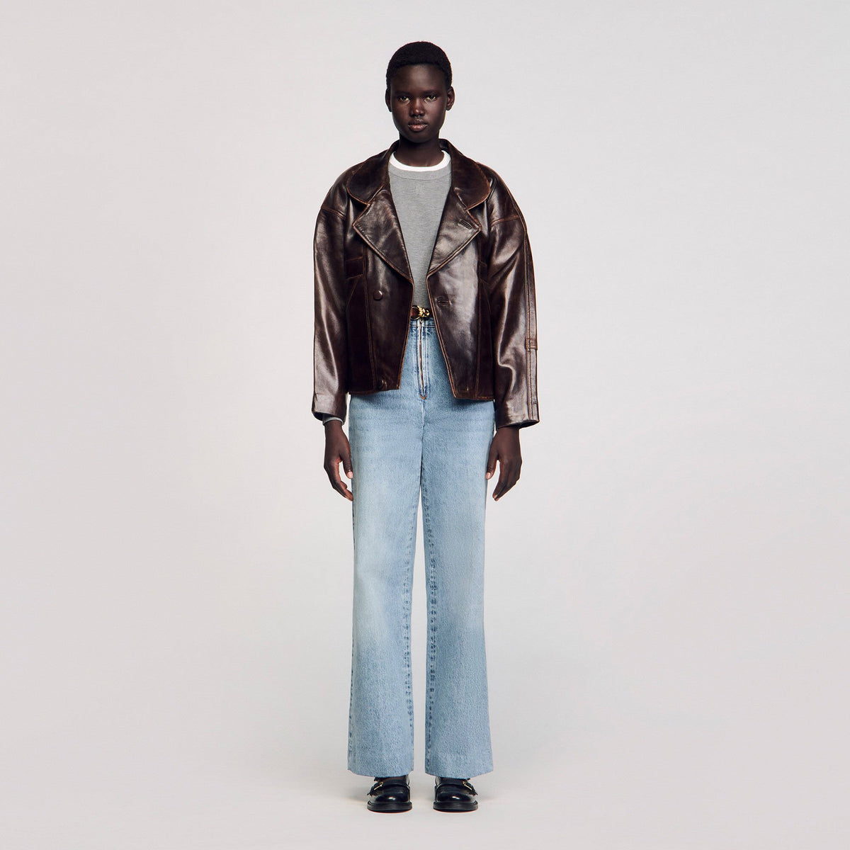 Sandro Oversized leather jacket