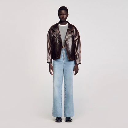 Sandro Oversized leather jacket