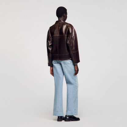 Sandro Oversized leather jacket