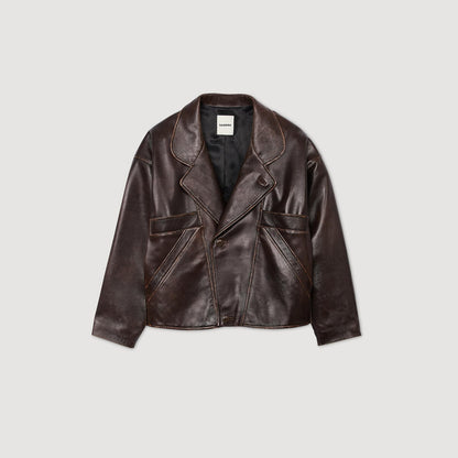 Sandro Oversized leather jacket