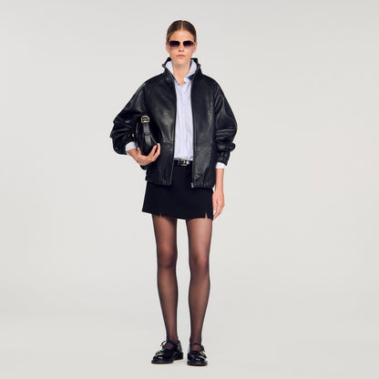 Sandro Oversized leather jacket