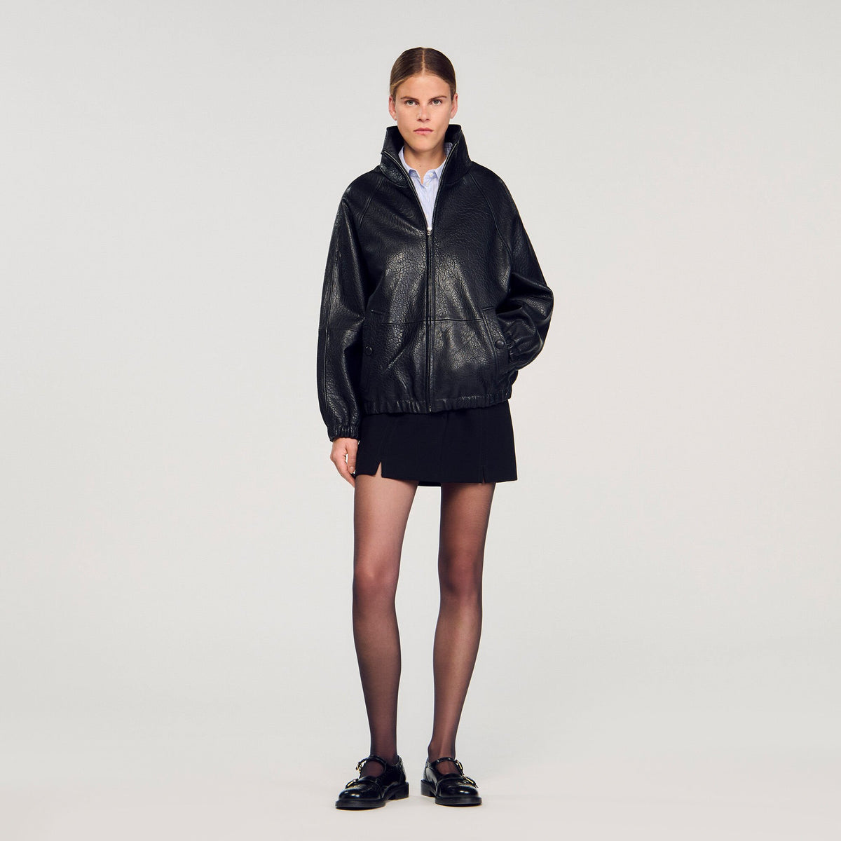 Sandro Oversized leather jacket