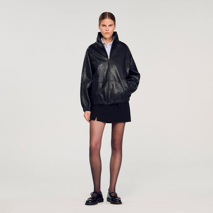 Sandro Oversized leather jacket
