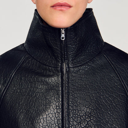 Sandro Oversized leather jacket