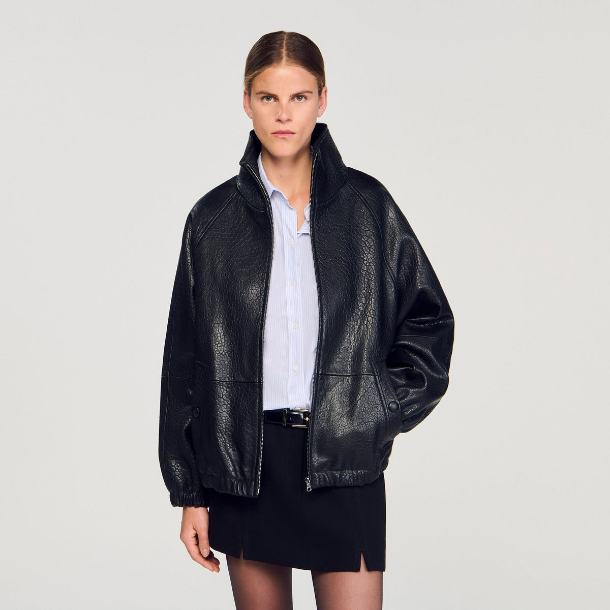 Sandro Oversized leather jacket