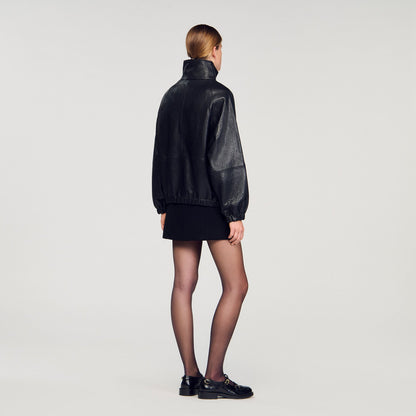 Sandro Oversized leather jacket