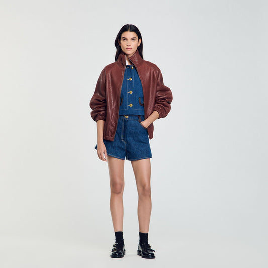 Sandro Oversized leather jacket
