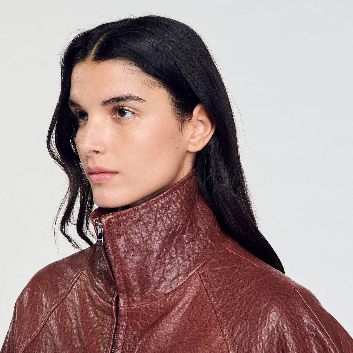 Sandro Oversized leather jacket